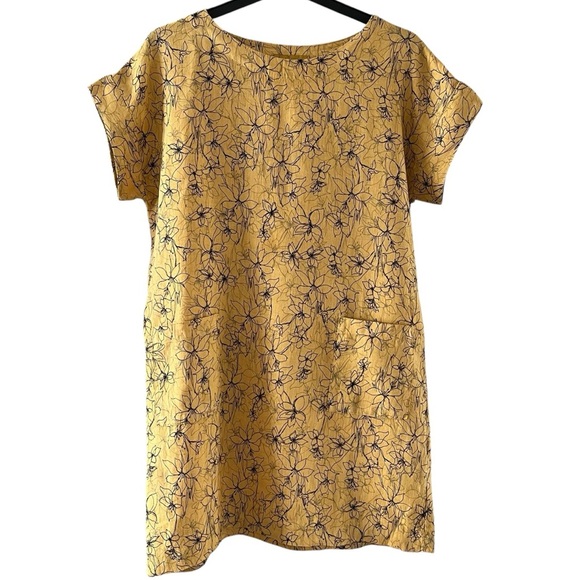 cut loose Dresses & Skirts - Cut Loose linen floral print shift dress in mustard size XS excellent condition